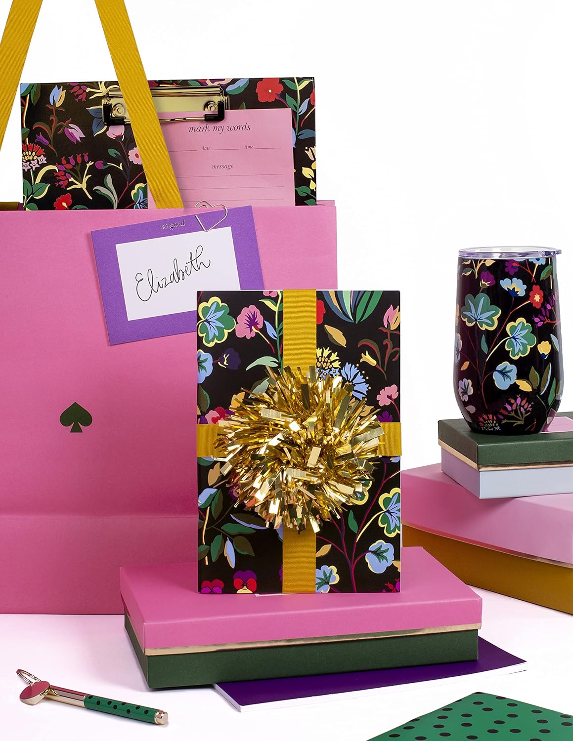 kate spade new york Metal Ink Pen Key Fob, Black Ink Ballpoint Keychain