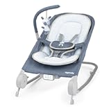 Ingenuity Gas Relief and Anti-Colic Baby Bouncer Seat and Rocker&comma; Gentle Belly Message to Relax and Soothe Bellies&comma; Instant Tummy Soother&comma; 20 Songs and Melodies – Chambray Blue