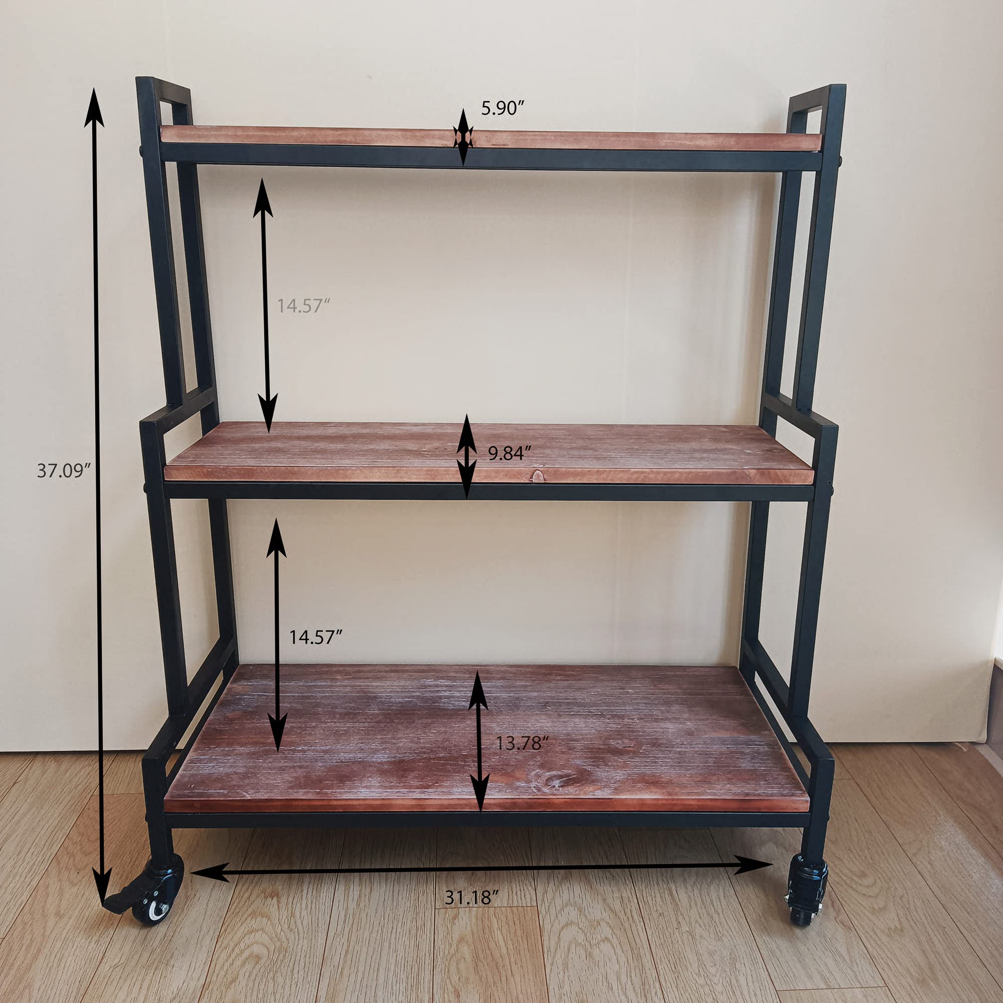 植物棚 (industrial) iron stand YCCO Rustic Plant Stand with Wheels 37“ H, Rolling Plant