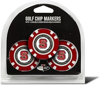 Team Golf NCAA NC State Wolfpack Golf Chip Ball Markers (3 Count), Poker Chip Size with Pop Out Smaller Double-Sided Enamel Markers,Multi