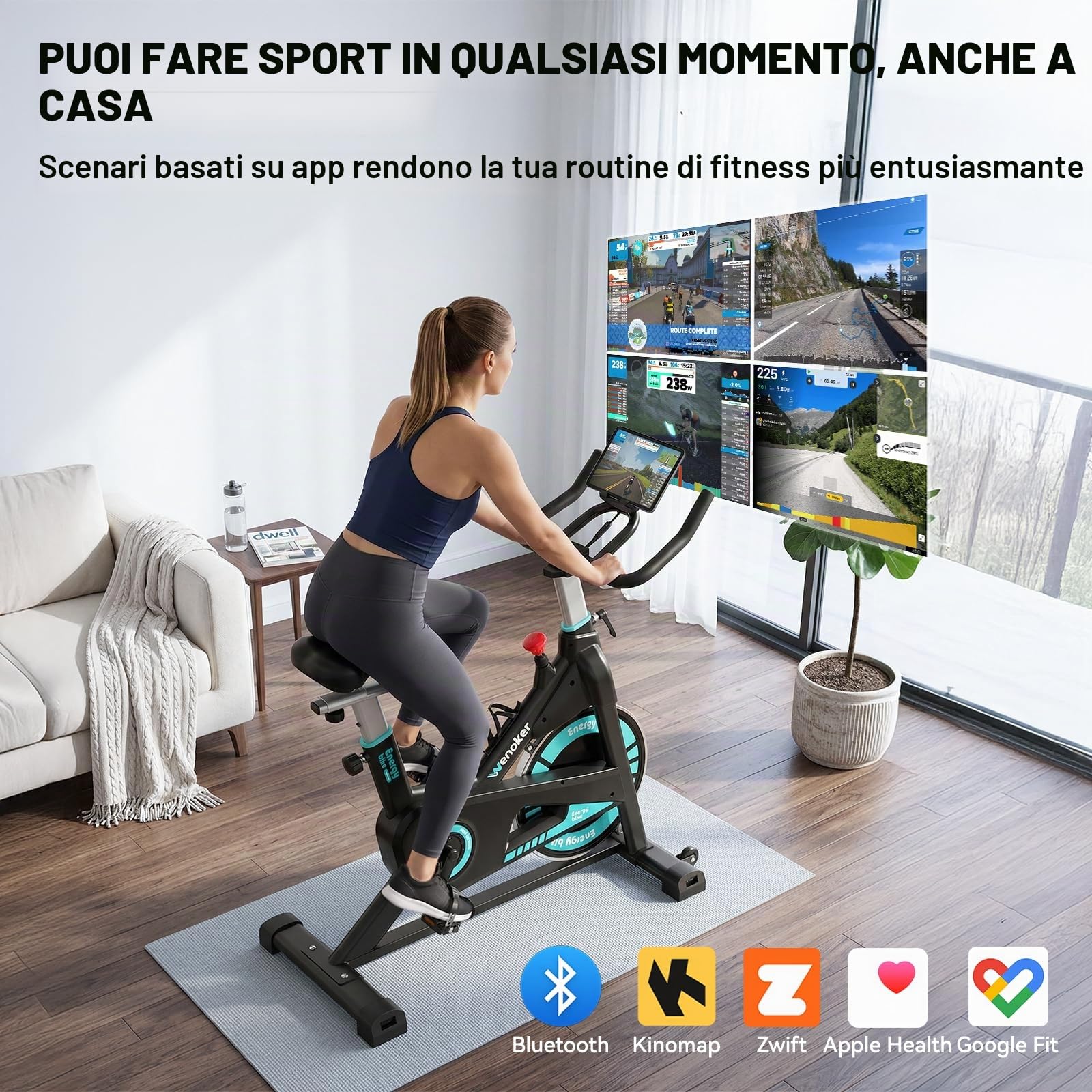 [Aggiornato al 2026] Cyclette Wenoker con resistenza magnetica, cyclette da spinning per interni, home trainer, cyclette cardio, cyclette fitness, fino a 160 kg