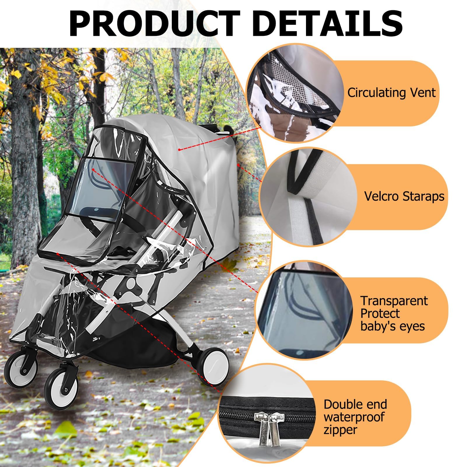 Protection Intempéries Bébé Housse De Pluie Universelle Pour Poussette Double - Protection Contre Pluie, Vent Et Froid - Taille Grande Passeggino Leggero Inglesina