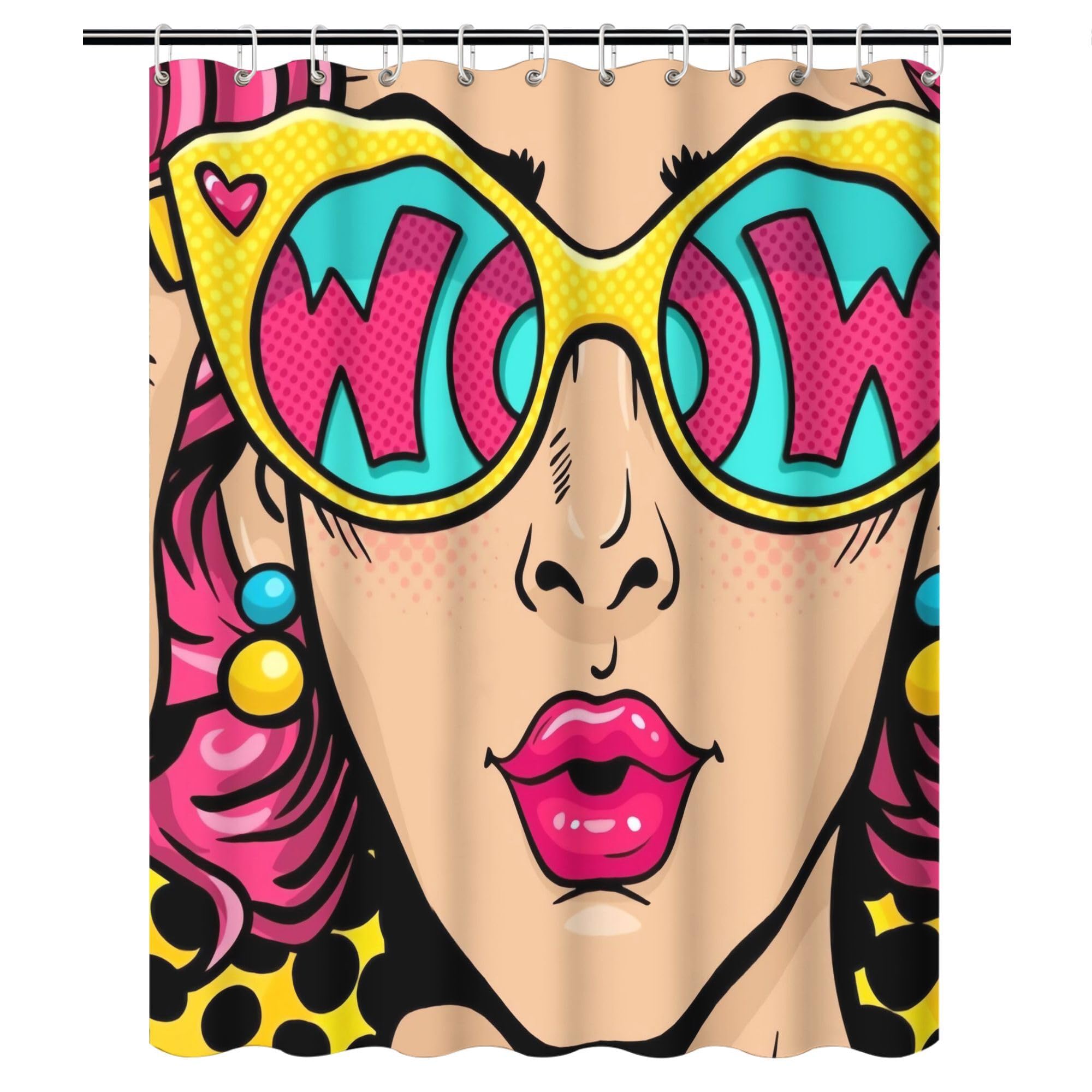 SPXLUCAU Pop Art Woman Shower Curtain - Pop Art Comics Style Bath Curtain, Modern Bathroom Bathtub Decor Privacy Protection(100x200cm/39x79in(WxH)