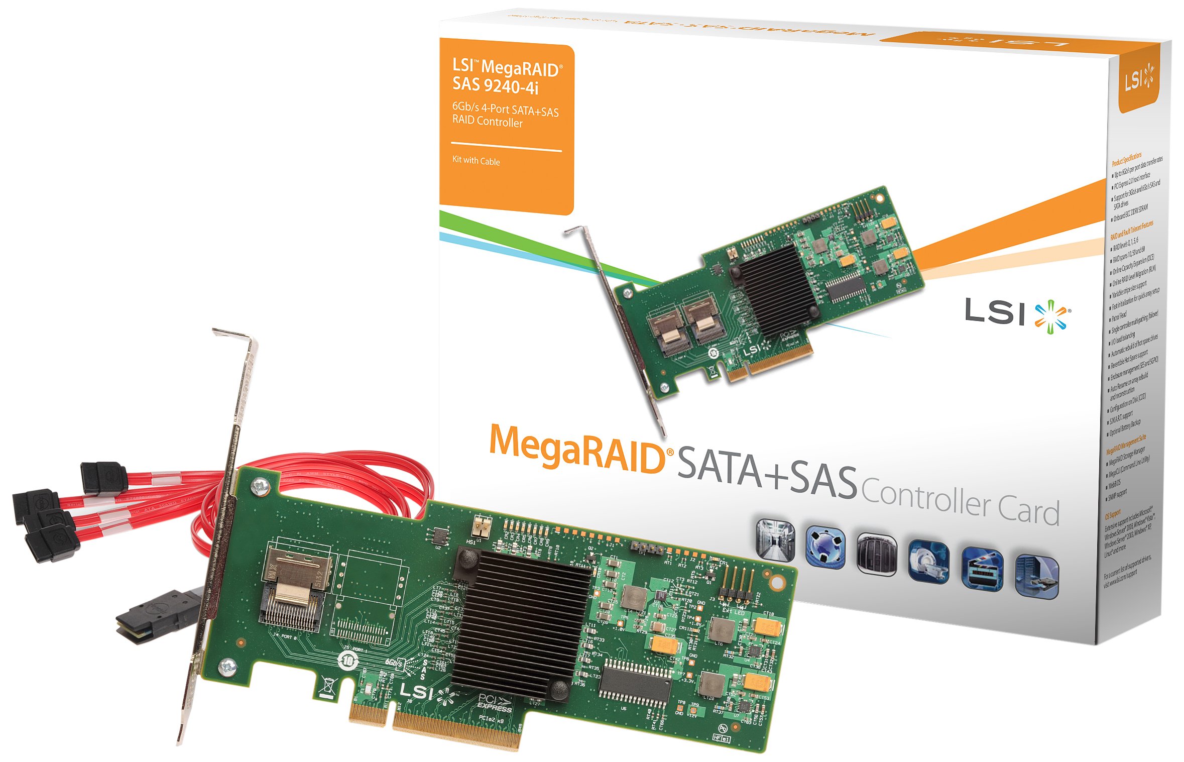 MegaRAID LSI SAS 9240-4i KIT 4-Port 6Gbps SATA+SAS PCI-E 2.0