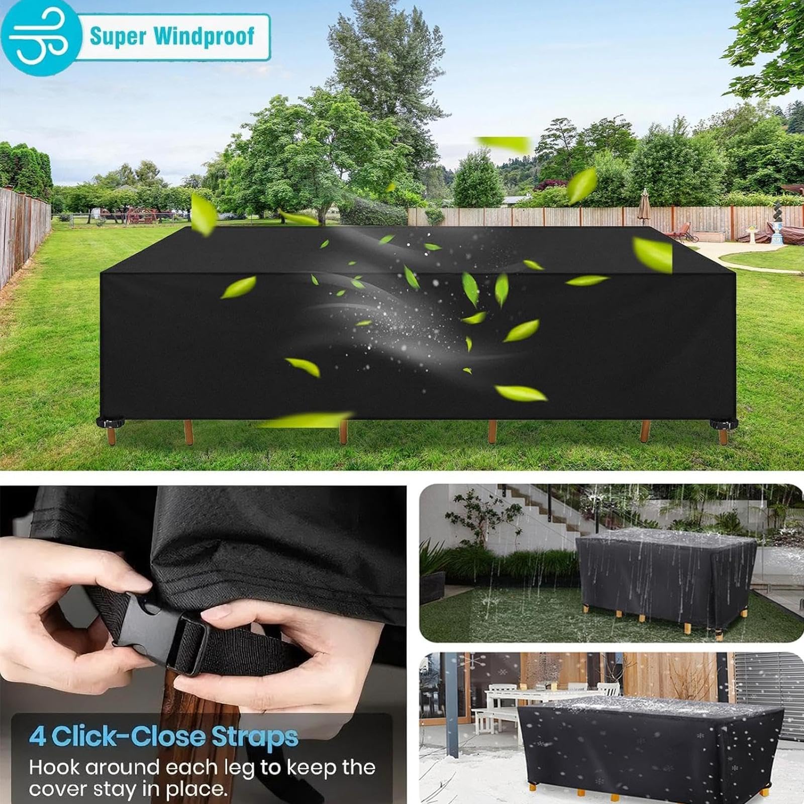 Abdeckung für Gartenmöbel Rechteckige 79" L x 47" W x 41" H/200x120x105cm, Terrassenmöbel Abdeckplane Gartenmöbel, 600D Oxford Anti-UV, Wasserdicht, Schwerlast für Gartentische Terrassenmöbel