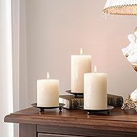 Vista 6 de Black Candle Holders for Pillar Candles, Set of 2 Premium Metal Candle Plates Candle Stand for LED or Wax Candles, Decorative Pillar Candle Holder