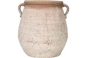 Creative Co-Op Large Orange & Whitewashed Terracotta Urn