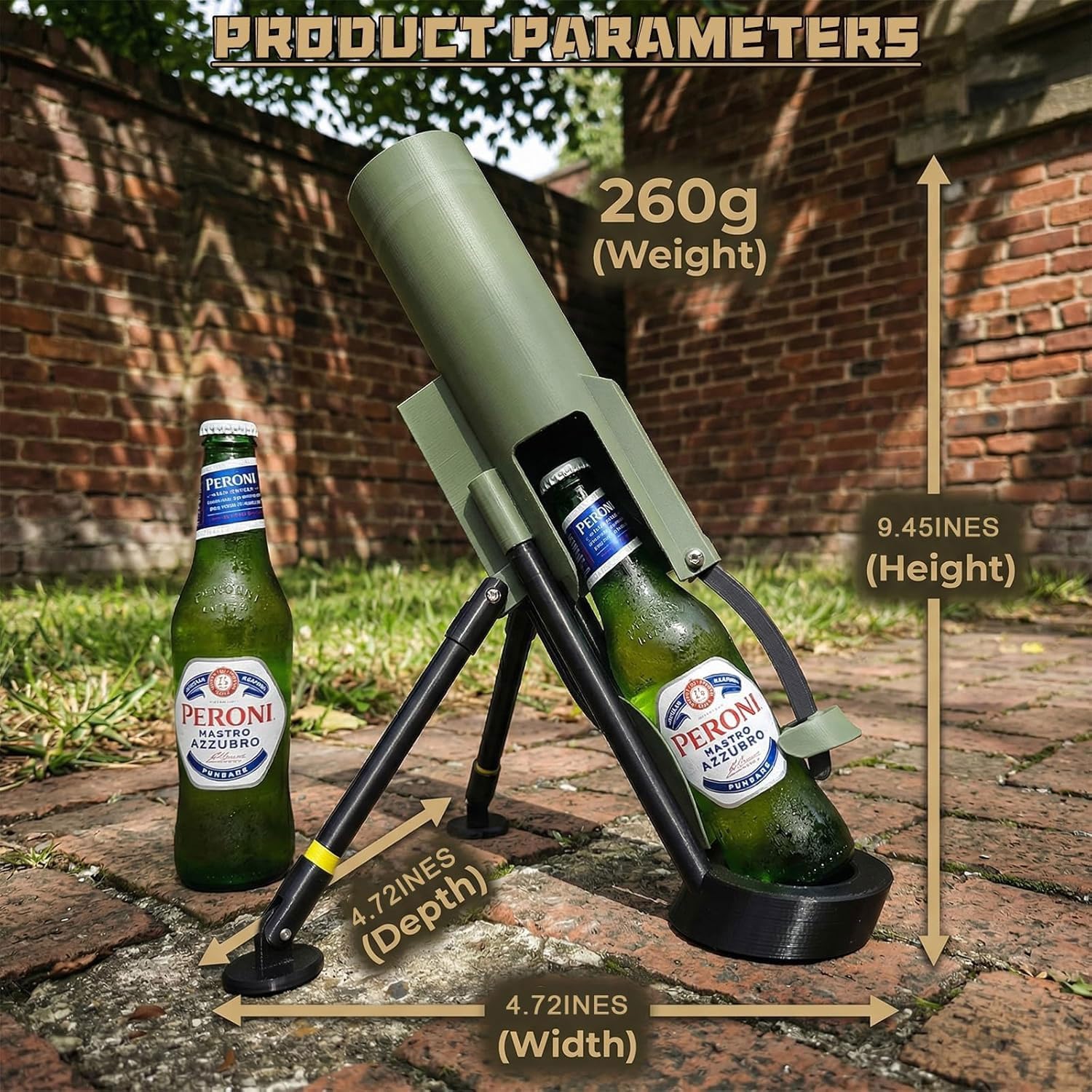 2 szt. Automatyczny otwieracz do butelek piwa, Wytrzymałe narzędzie do otwierania wciskanego 51 mm, Zabawne akcesoria barowe w trybie głośnomówiącym, Śmieszne otwieracze do butelek piwa(Army green)
