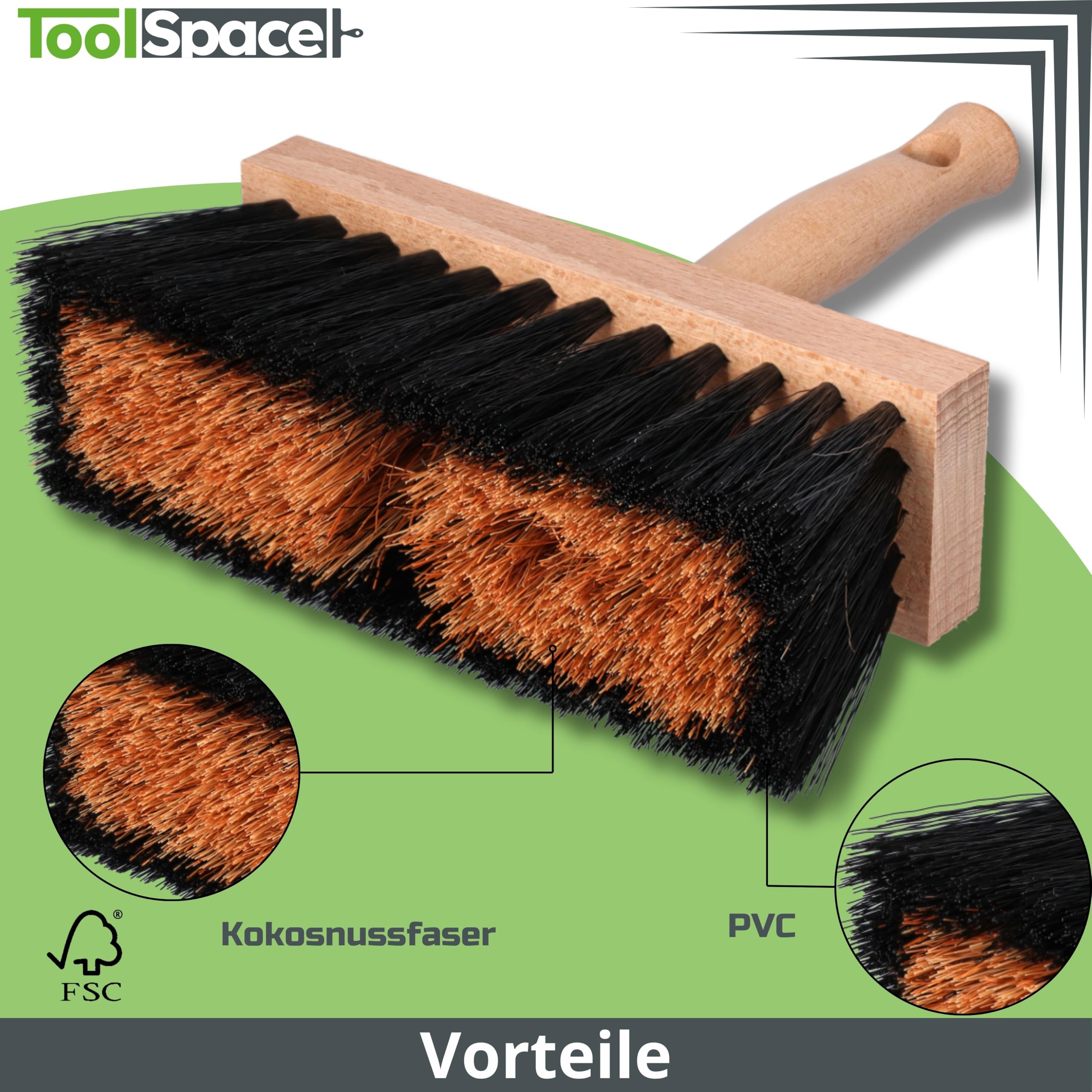 ToolSpace Brush Muddle 170 mm, Masonry speckles, for mashing plasters masses, binders, priming, Natural bristles, Erognomic - Image 4