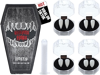 VANERIA 猩红吸血鬼牙套 cosplay万圣节恐怖饰品软胶装饰礼盒装