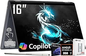 HP OmniBook X Flip 2-in-1 Copilot+ AI PC Laptop, 16" 2K Touchscreen, AMD 8-Core Ryzen AI 7 350(>Intel i7-1355U), 24GB LPDDR5X, 2TB Gen4 SSD, 5MP IR Webcam, Backlit KB, W/128GB PSD&Stylus, Win11 PRO