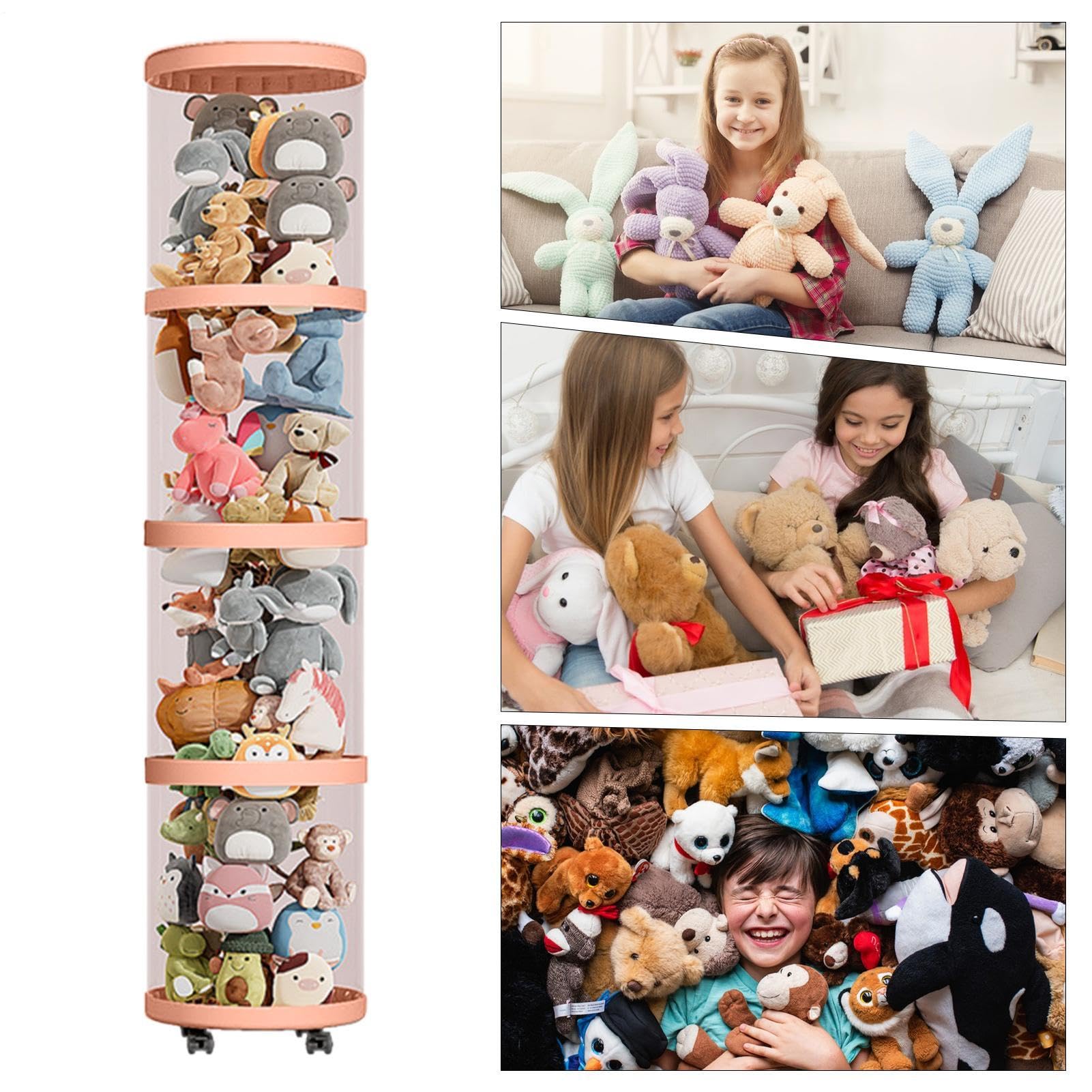 Tubo organizador de animales de peluche,Almacenamiento de tubos de animales | Tubo vertical de almacenamiento de juguetes con