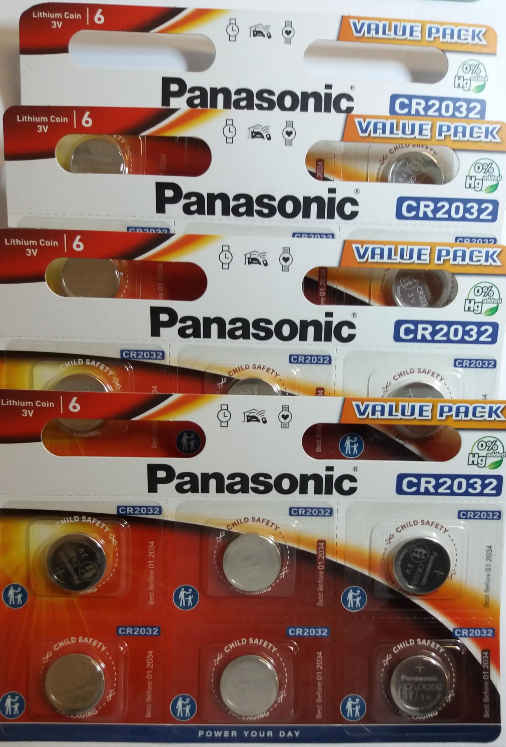 Panasonic CR-2032 Lithium Coin Battery (Pack of 24)