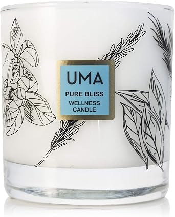 UMA Pure Bliss Wellness Relaxing Candle | 11 oz Ayurvedic Candle for Stress & Tiredness | 100% Organic Chamomile & Lavender for Meditation, Relaxation, Soothing Effects 1 Unit
