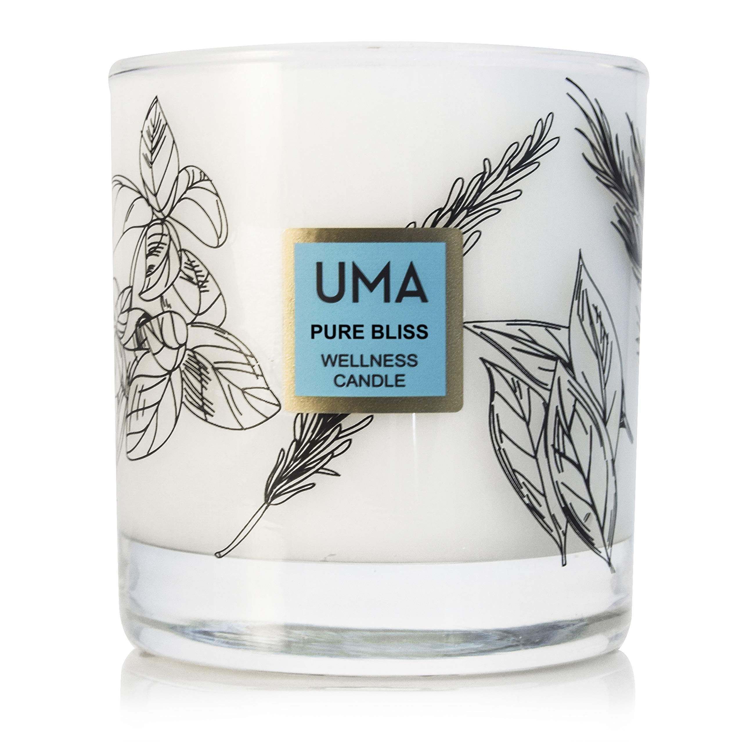 UMA Pure Bliss Wellness Relaxing Candle | 11 oz Ayurvedic Candle for Stress & Tiredness | 100% Organic Chamomile & Lavender for Meditation, Relaxation, & Soothing Effects (1 Unit)