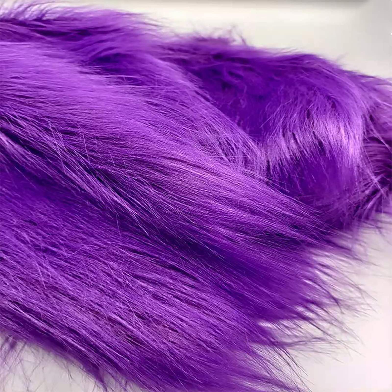 Yimihua Purple Long Pile Faux Fur Faux Fur Fabric Material,Fluffy Fabric Plush Fabric For Costume Fashion Rugs Props Backdrops Cosplay Chair Decoration 170X50cm(Color:purple)