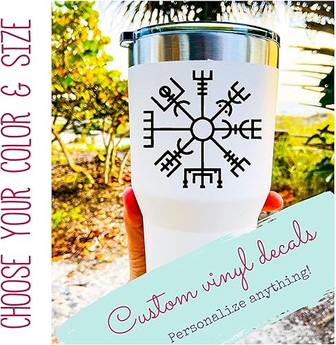 Miniatura 2 de Custom Vegvísir Viking Compass Vinyl Decal - Viking Bumper Sticker - Perfect Norse Rune Scandinavian Gift