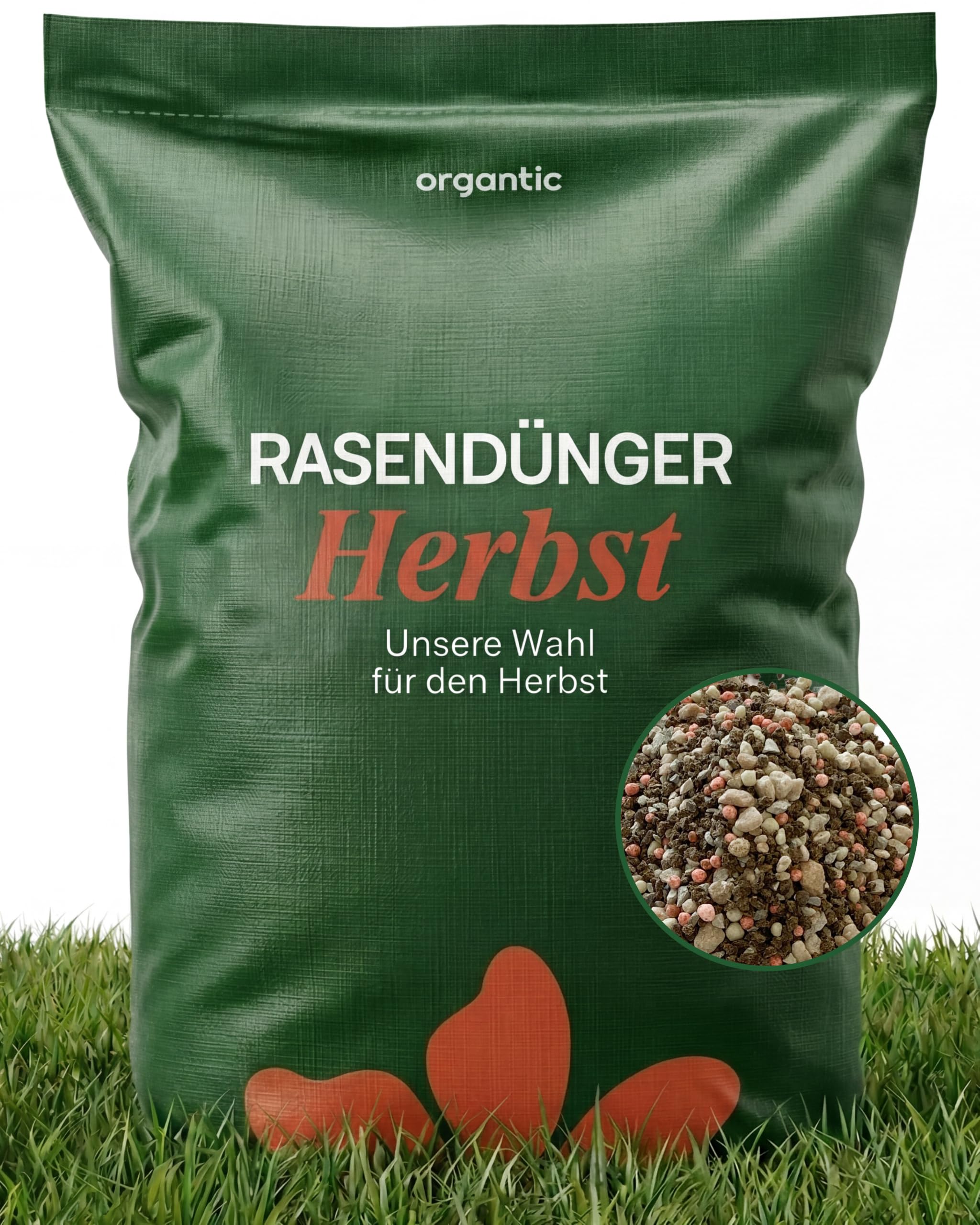Organtic Fertilizante para césped de otoño, 5 kg, abono potásico, soporta pasto verde intenso, desplaza musgo y fortalece