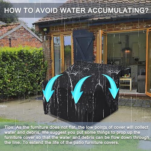 Miniatura 6 de ABCCANOPY Funda de asiento apilable para muebles, funda impermeable para silla al aire libre, resistente al viento y al polvo, resistente al