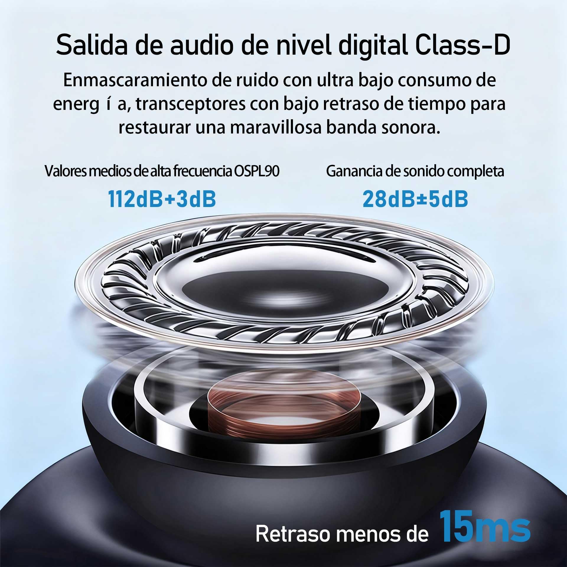 Auriculares con Mejora de Calidad de Audio: Aumentan la claridad de la Voz Humana, reducen el Ruido Ambiental y la Estuche Carga los Auriculares(Negro)