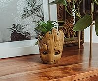 Vista 6 de Marvel Studios I Am Groot - Mini maceta de cerámica de 3 pulgadas con suculentas artificiales, maceta pequeña, plantas de interior de imitación