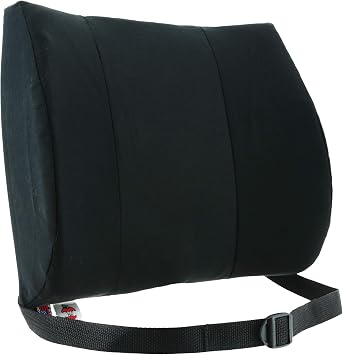 Lumbar Cushion for Office Chair, Car & Lower Back Pain 13" x 14", 5", Black | Contoured lumbar cushion promotes proper posture and supports the lower back while sitting at home, work, or in the car.