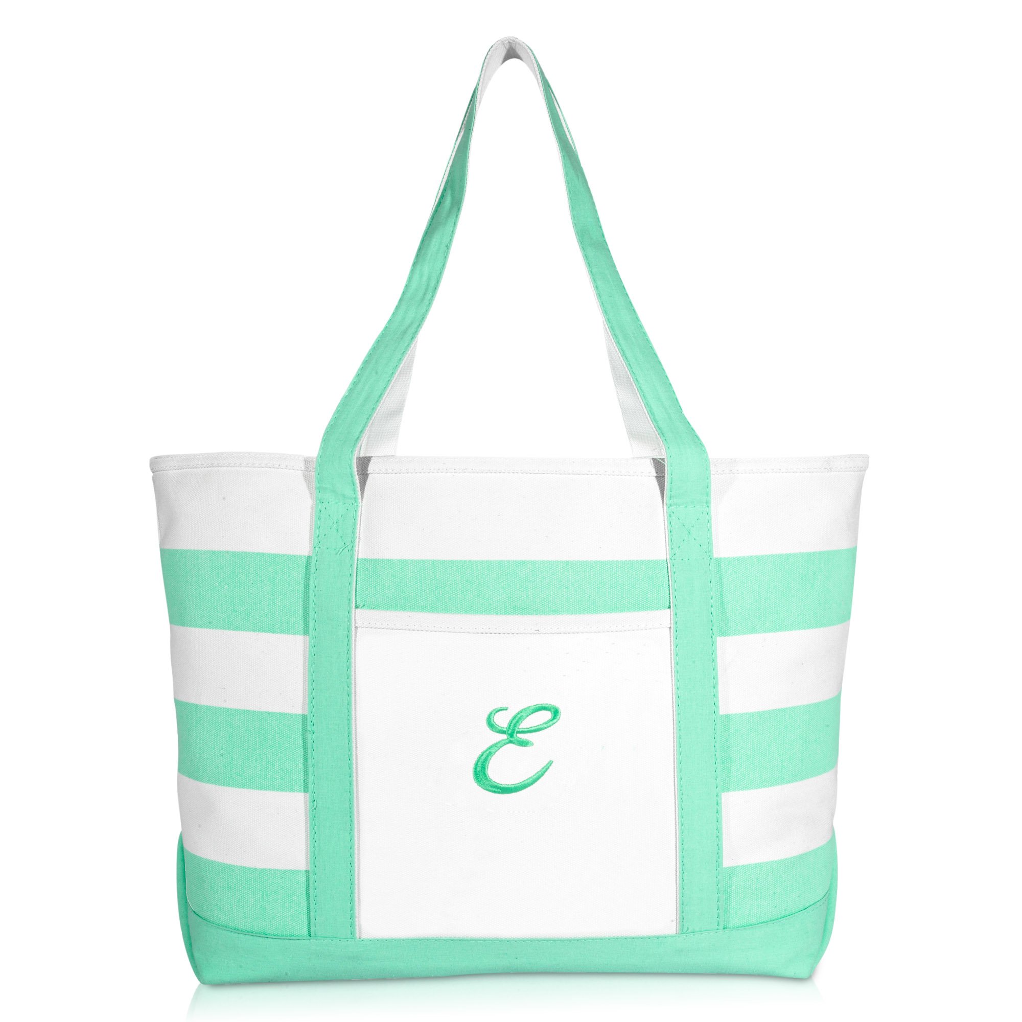 DALIX Monogram Beach Bag and Totes for Women Personalized Gifts Mint Green E
