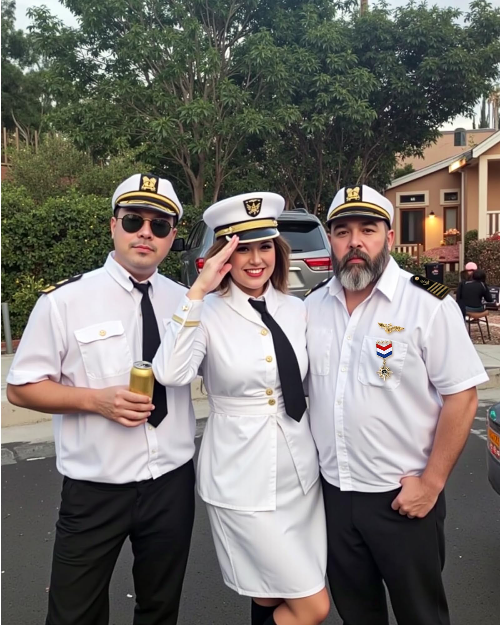 Costume da capitano dello yacht per adulti, 8 pezzi | Costume da capitano dello yacht per adulti, costume da marinaio, con cappello, camicia, spalline, guanti e accessori, 8 pezzi