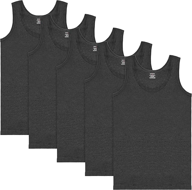 Brubaker Zestaw 5 podkoszulek męski Tank Top Classic  z wysokiej jakości bawełny (gładka)  bardzo długi  bezszwowy