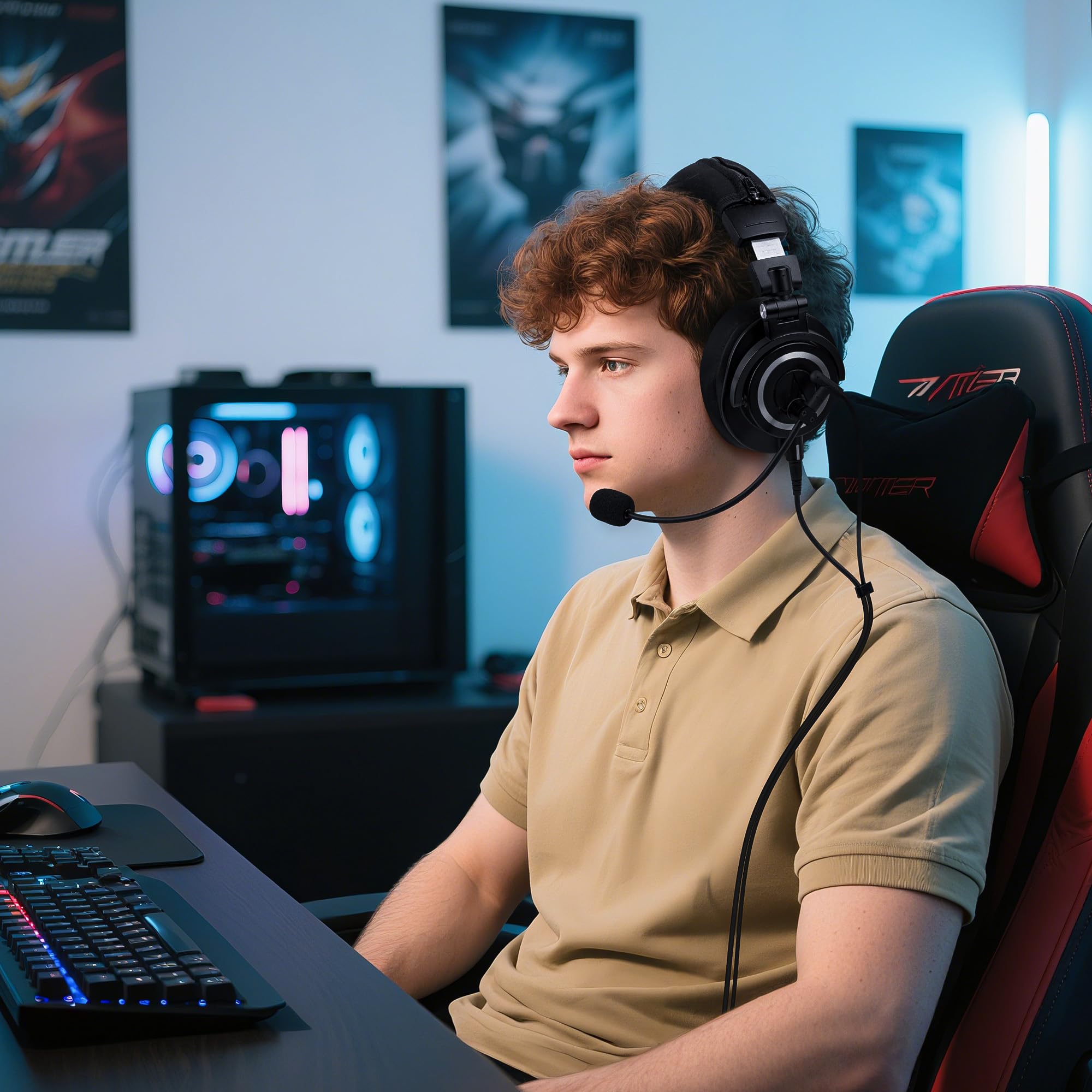 Geekria Microfono Boom da Fissare, trasforma le tue cuffie in un headset da gaming, compatibile con PC, console e dispositivi portatili, ideale per i gamer, nero.