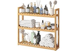 FILWH Bamboo Bathroom Shelf Organizer Rack