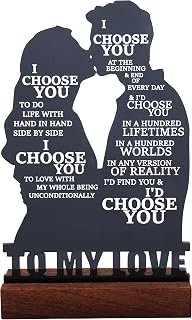 Romantic Kissing Couple Acrylic Plaque - Sentimental Love Gift for Him & Her - "I Choose You" Anniversary Decor - Perfect Boyfriend Girlfriend Valentine's Day or Christmas or Birthday Present