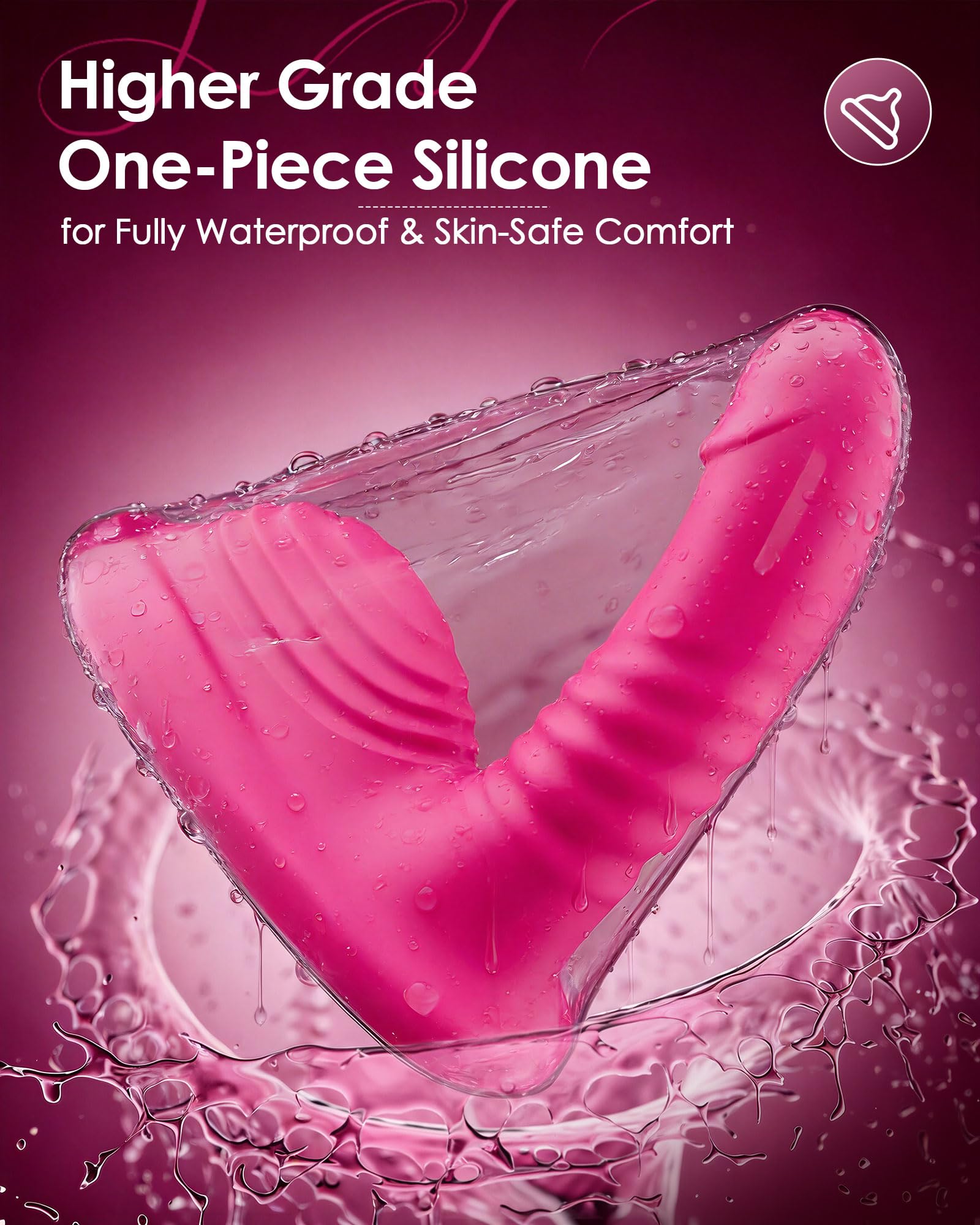 Vibrador anatómico 9 modos remoto Punto G Silicona IPX7 Base ancha 6,5x3,3 pulg Rosa Intenso