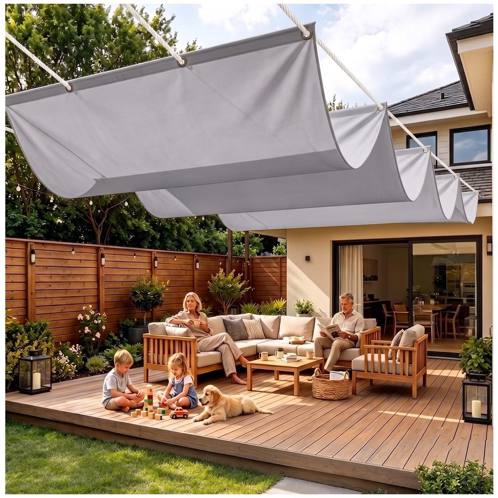Sonnensegel Ausziehbar 1.3x5m 230g Oxford Regenabweisend Pergola Garten
