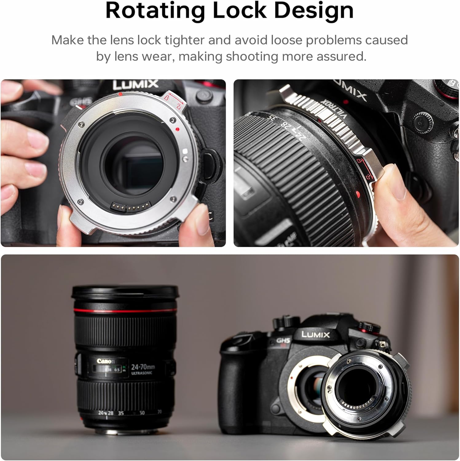 VILTROX EF-M1 Pro Lens Adapter, Auto Focus Ring Mount Adapter Lens Converter with Security Lock Compatible with Canon EOS EF/EF-S Lens to M4/3 MFT GH4 GH5 GF6 GX7 E-M5 E-M10II E-PL5 Cameras