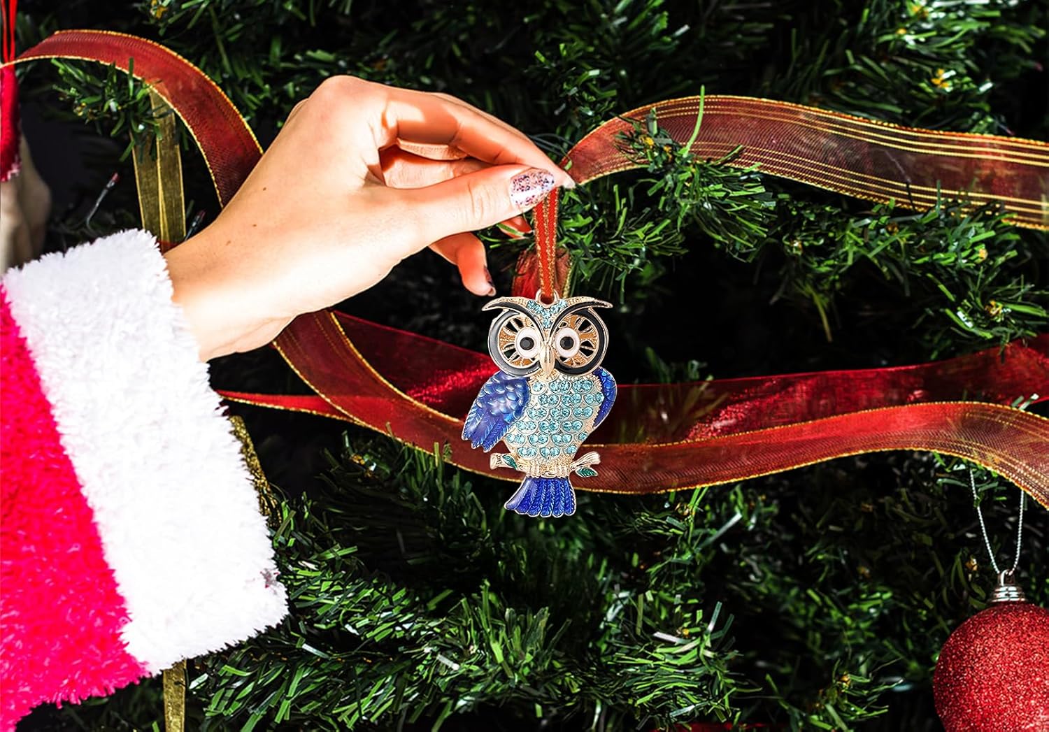 Owl Christmas Ornaments 2025- Metal Owl with Rhinestones Ornaments for Hanging Christmas Tree,Keepsake Gifts for Women Girls Mom Friendship - Image 5