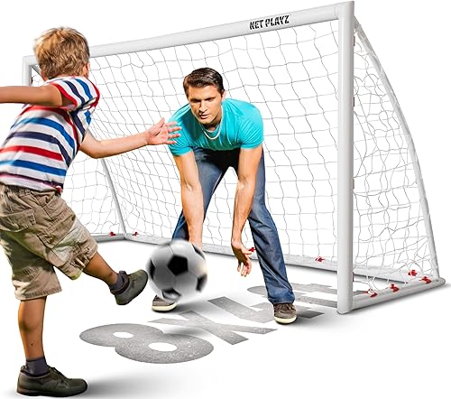 NET PLAYZ Porterías de fútbol para patio trasero, red de fútbol para niños, 8 x 4 pies, de alta resistencia, instalación rápida, regalos de fútbol