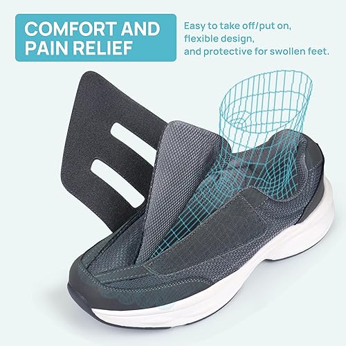 Miniatura 9 de Ortho+rest Zapatos para caminar diabéticos para hombre, zapatos hinchados con cierre ajustable