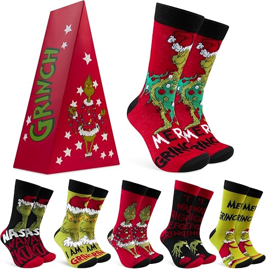 The Grinch Pack De 5 Chaussettes Rigolotes Femme - Cadeaux Noël Festives