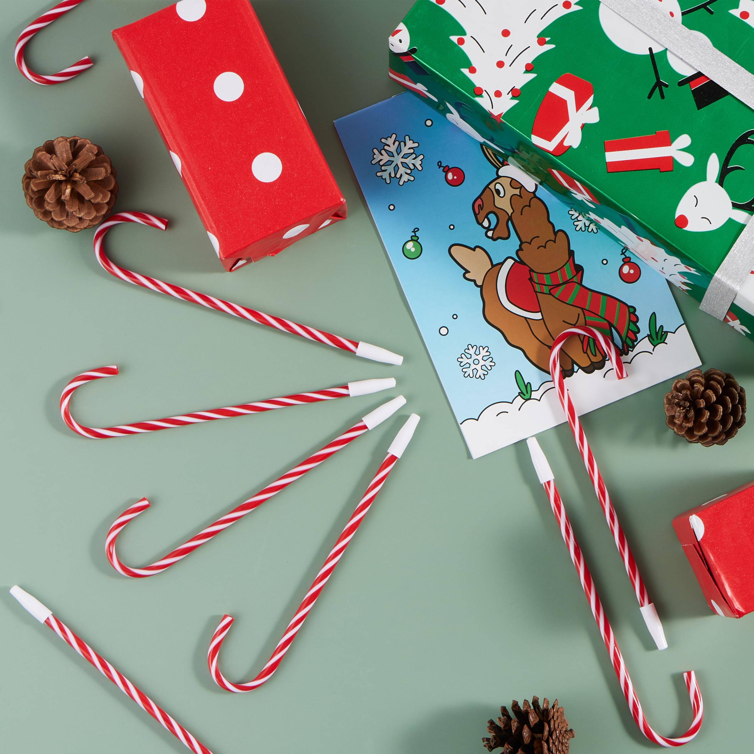 JOYIN 24 penne a sfera a forma di bastoncino di zucchero di Natale, regalo per bambini, penne natalizie per calza di Natale, regali per insegnanti, studenti, forniture per aule, premio di carnevale,