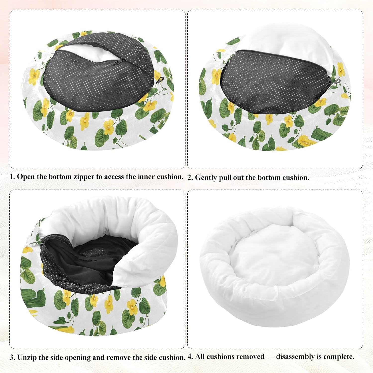 Pet Dog Bed Anxiety Relief Fluffy Cat Pillow Bed for Extra Small Size Pets Supplies M Cute Callistephus White