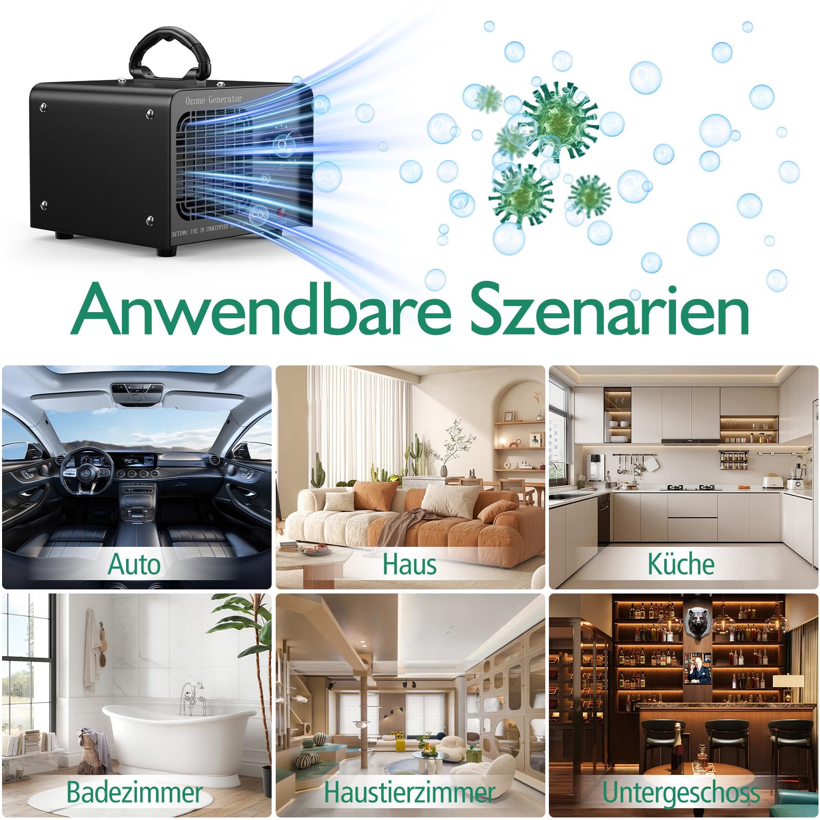 Ozongenerator 48000mg/h Ozongerät, Redagod Ozonisator Industrieller mit 120 Min Timer O3 Ozon Luftreiniger bis zu 300㎡ Geruchsneutralisierer für Auto Hotel Küchen Garage Wohnung Eisen