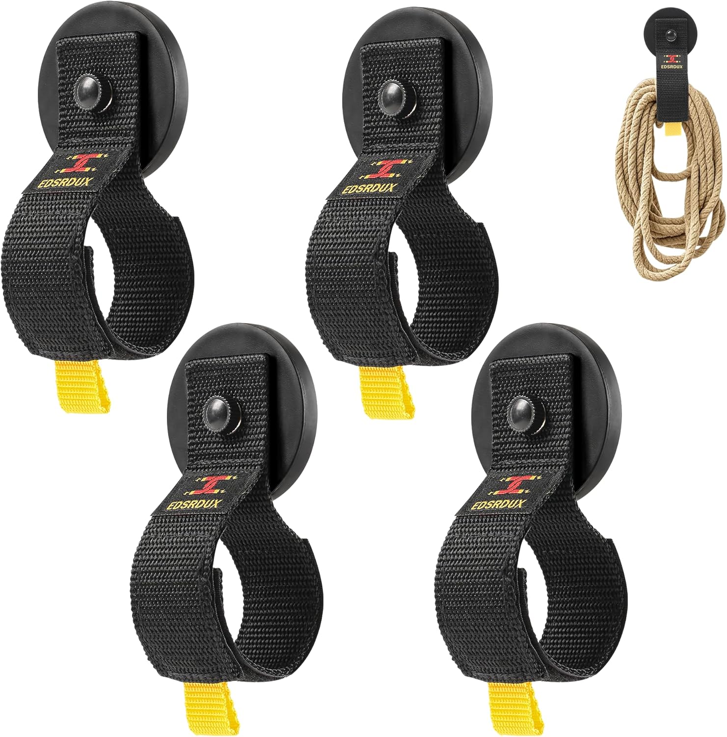 EDSRDUX Magnetic Hook Straps, Garage Storage Hook Ties for Cord Cable Wire Rope Hose Organization in Workshop RV Pick-up Garden (Strap -2 Pack)