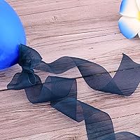 Vista 6 de Hapeper Cinta de organza transparente de 1-1/2 pulgadas, 50 yardas/rollo (azul oscuro)