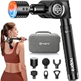 Massage Gun with Heat and Cold Head,Deep Tissue Percussion Back Massager for Muscle/Neck/Body Pain Relief with Long Extension Retractable Handle,32-Speeds,Foldable with 5 Adjustable Angles