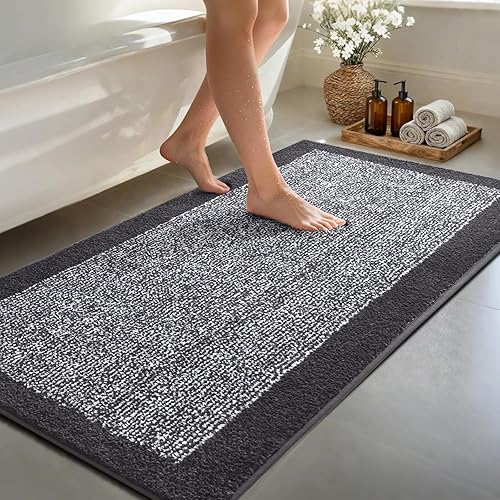 Miniatura 49 de 24x48 alfombras largas de baño antideslizantes lavables, grandes alfombras de baño para piso de baño y tina, suaves alfombras de baño absorbentes