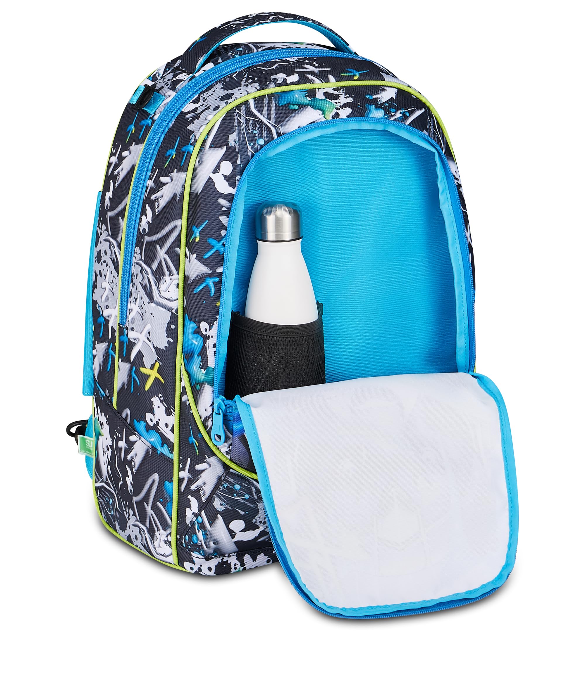 SJ GANG STYLE JAM GANG Trolley Scuola Jack 8 ruote GLACE PANTHER BOY, Celeste, 34L, Scomponibile, Uso Zaino, Cross-over System, Spallacci a scomparsa, Tasca portaborraccia, Elementari e medie, Bambino