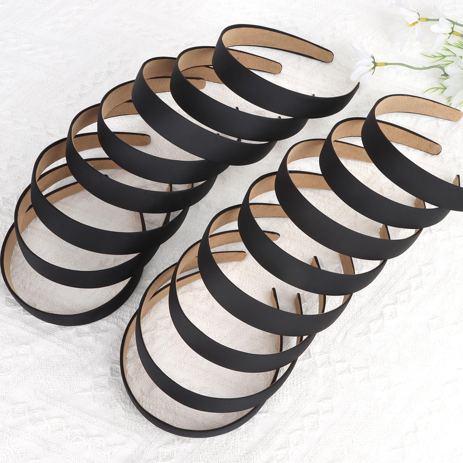 Semato 16 diademas negras para mujeres y niñas, 1 pulgada, antideslizantes, accesorios para el cabello