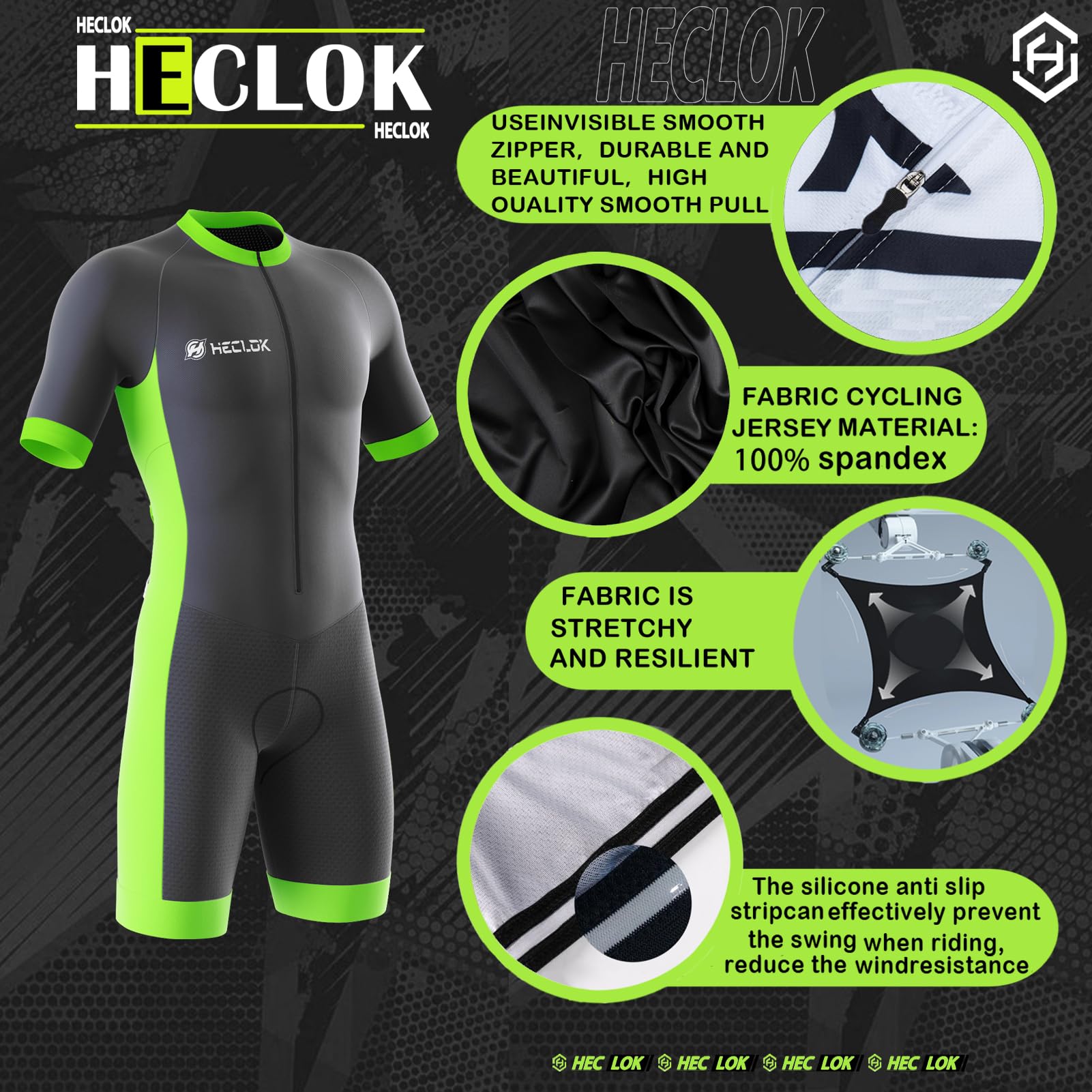 Homme Pro Trifonction Manches Courtes Sports de Plein Air Vêtements de Triathlon,Tri-Costume d'une pièce,Combinaison de Cyclisme Homme，pour Course À Pied,Natation, Cyclisme Body