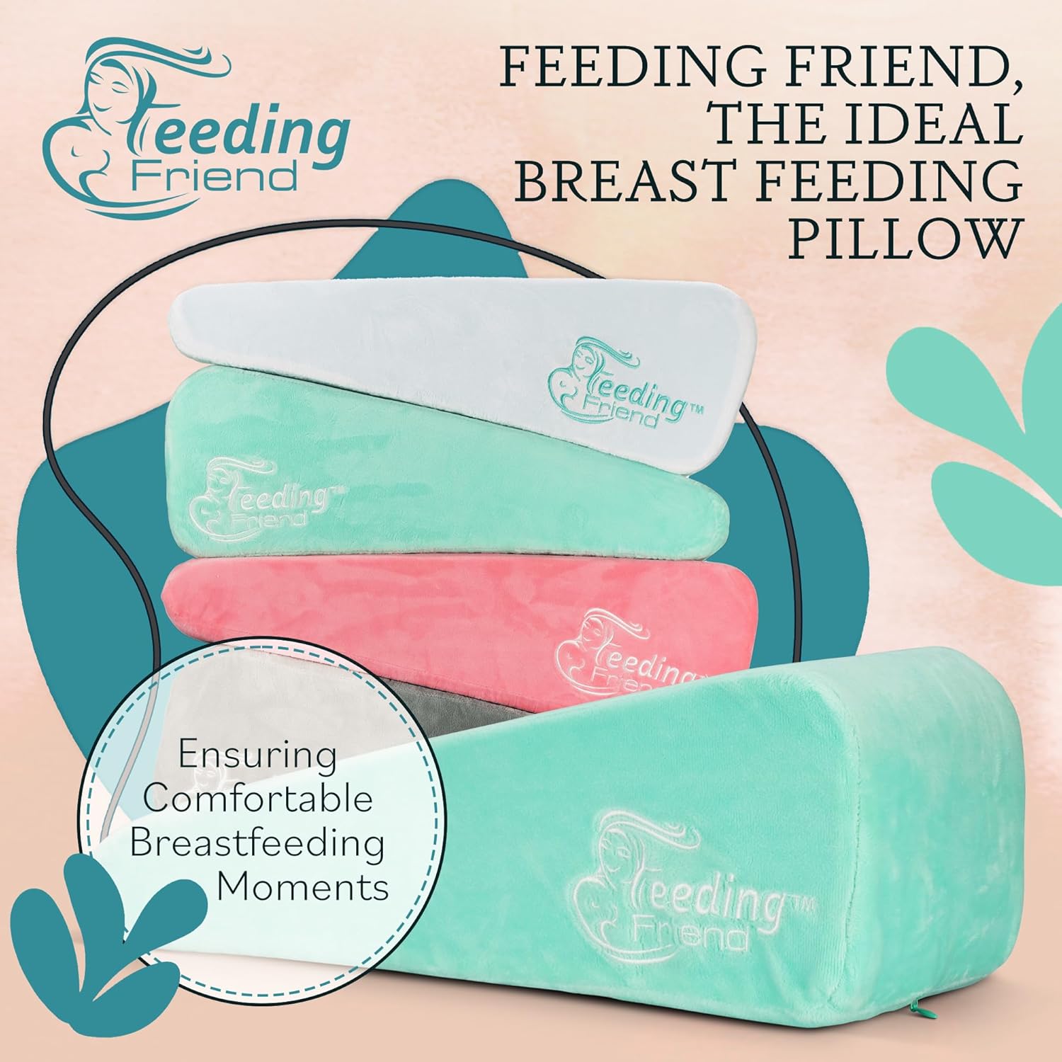 Nursing Pillow for Breastfeeding & Baby Bottle Feeder, Baby Head Support, Compact & Portable, Reduce Baby Reflux, Adjustable Support, Baby Travel Pillow, Infant Wedge Pillow, Mint image 2 of 7 B0D246RVFP
